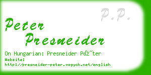 peter presneider business card